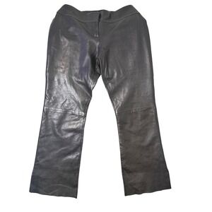 Cache Black Leather Pants Womens 8 Whipstitch Detail Flare Leg Mid Rise y2k Soft